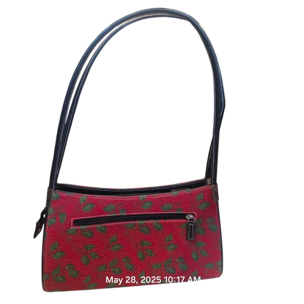 Holly and Berry Red Christmas Purse Shoulder Bag Handbag 12" x 3" x 7" Tall*